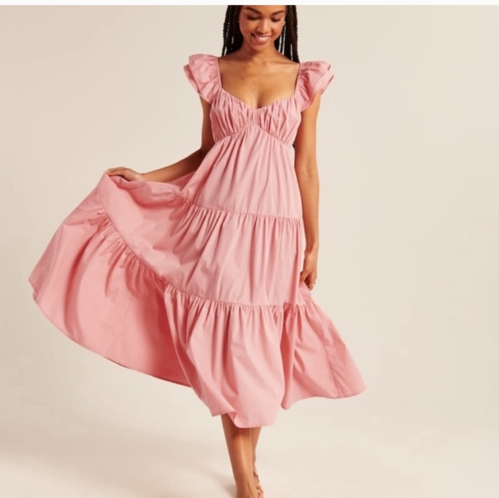 ABERCROMBIE & FITCH* Blush Ruffle Maxi Dress